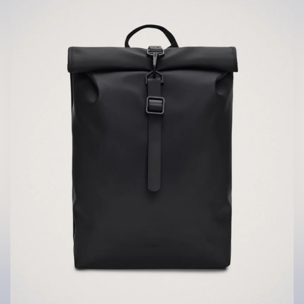 Rains Black Rolltop Backpack